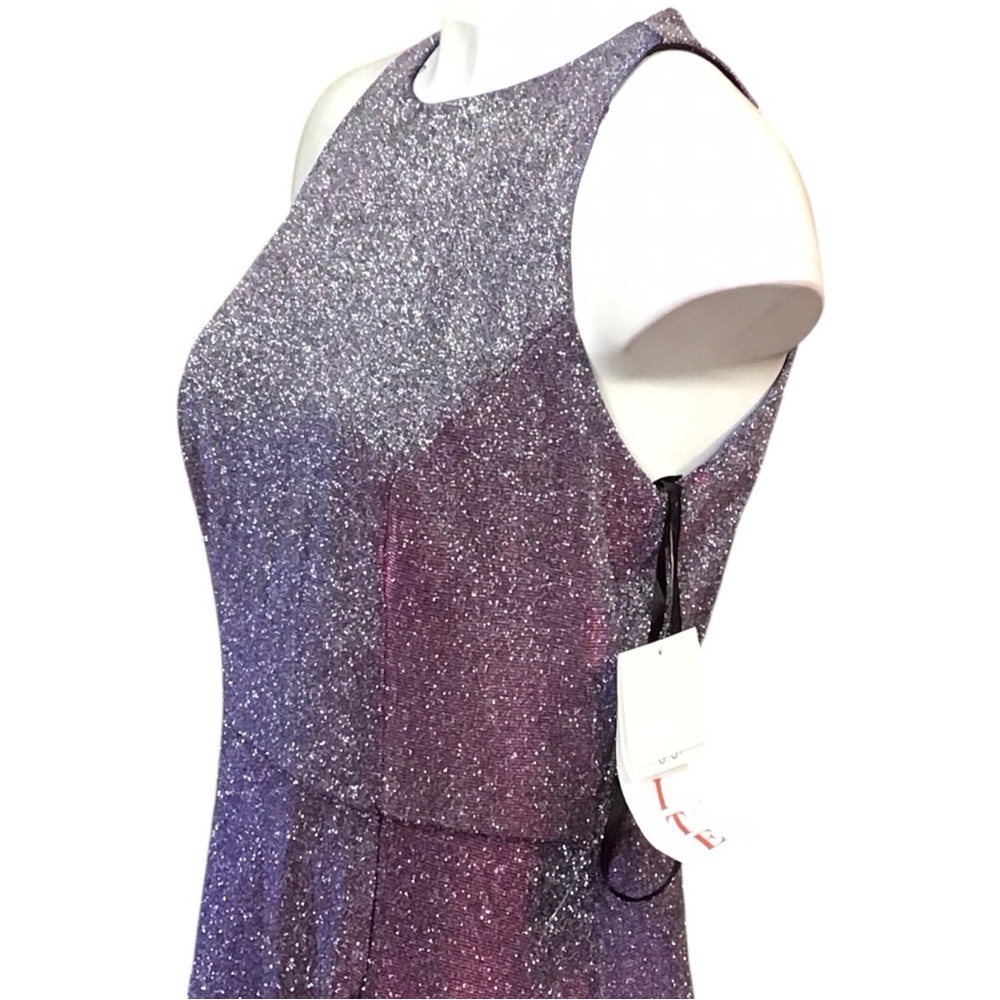 Betsy & Adam Pink and Silver Asymmetrical Sheath Dress NWT size 12P - Picture 7 of 10